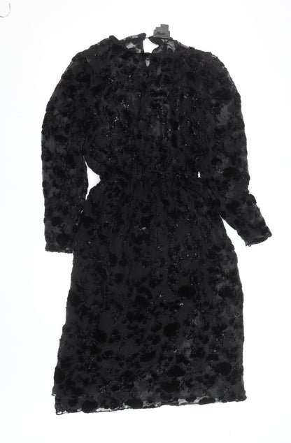 The Silk Farm Women’s Black Velvet Silk Shift Dress Size 10