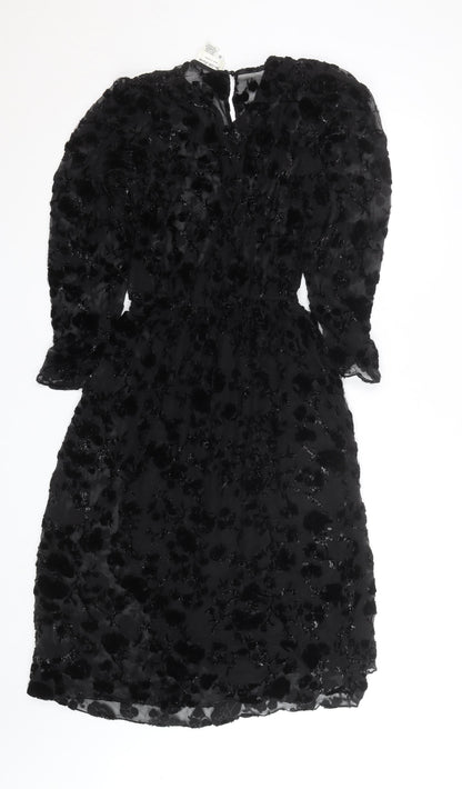 The Silk Farm Women’s Black Velvet Silk Shift Dress Size 10