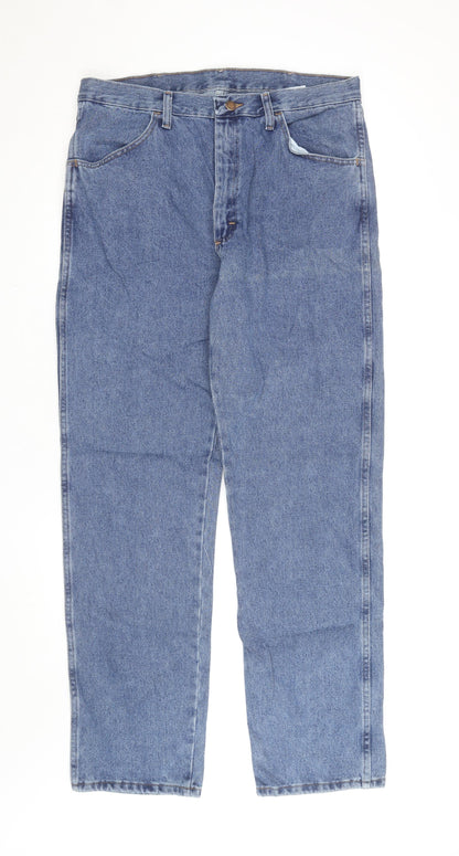 Rustler Men's Blue Regular Fit Straight Leg 36x34 Denim Jeans