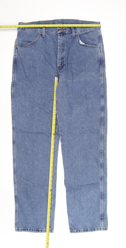 Rustler Men's Blue Regular Fit Straight Leg 36x34 Denim Jeans