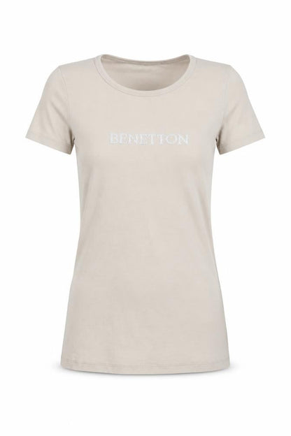 United Colors of Benetton Womens Beige Basic Slim Fit Cotton T-Shirt Size S
