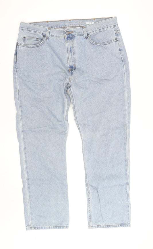 George Men's Blue Light Wash Regular Straight Fit Jeans