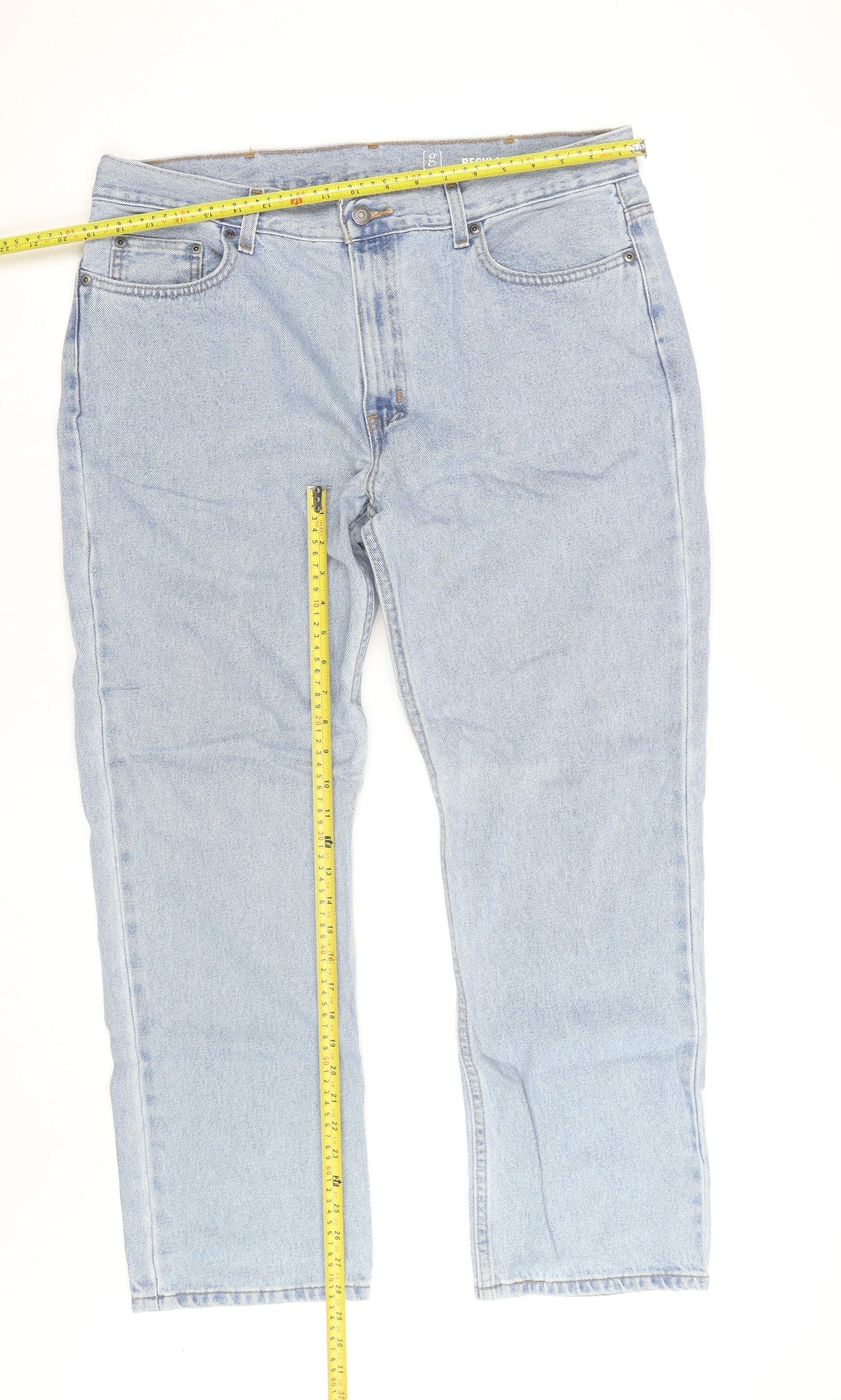 George Men's Blue Light Wash Regular Straight Fit Jeans