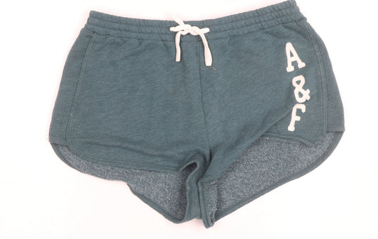 Abercrombie & Fitch Women's Green Sweat Shorts M Logo Drawstring