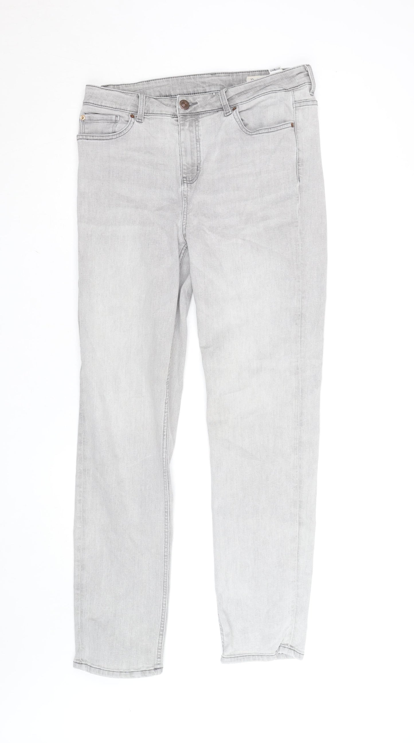Marks and Spencer Women’s Grey Straight Leg Jeans Size 14 Long