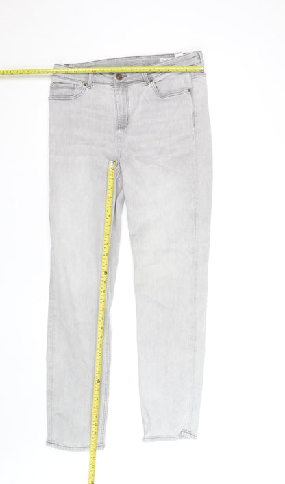 Marks and Spencer Women’s Grey Straight Leg Jeans Size 14 Long