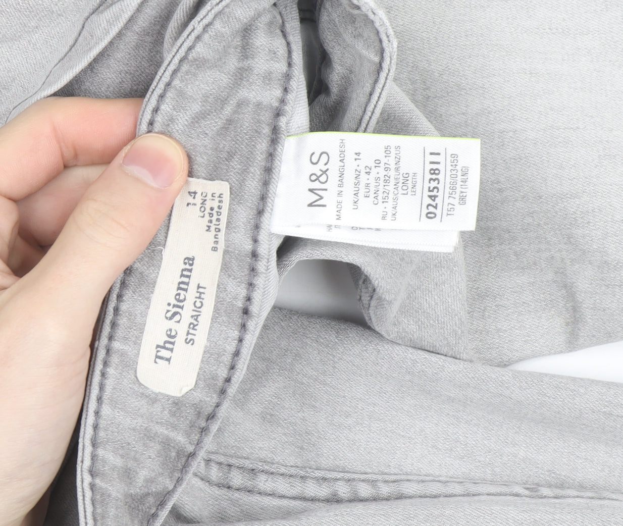 Marks and Spencer Women’s Grey Straight Leg Jeans Size 14 Long