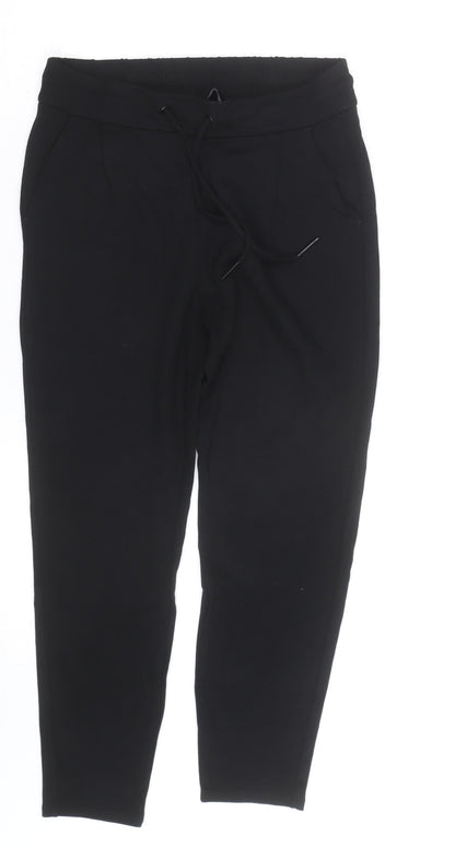 Vero Moda Womens Black XS Jogger Trousers Cotton Blend Drawstring Elastic Waist