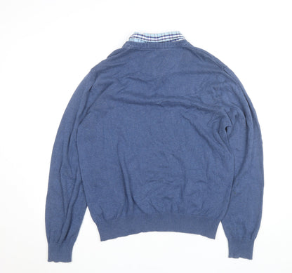 Dunnes Women Blue Cotton V-Neck Pullover Jumper XL