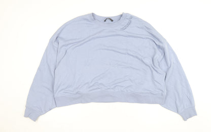 Dunnes Women Blue XXL Pullover Sweatshirt with Embroidered Quote