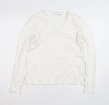 Vila Womens Ivory V-Neck Knit Jumper Size 12 Regular Fit