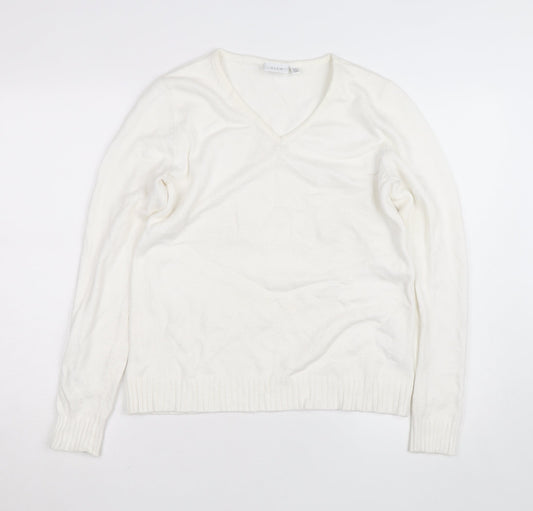 Vila Womens Ivory V-Neck Knit Jumper Size 12 Regular Fit