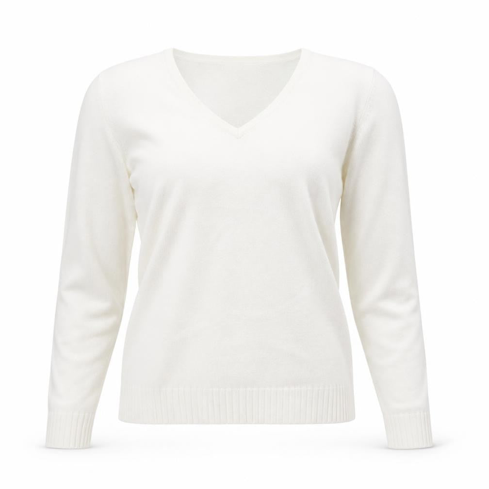 VILA Womens Ivory V-Neck Knit Jumper Size 12 Regular Fit