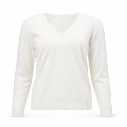 VILA Womens Ivory V-Neck Knit Jumper Size 12 Regular Fit