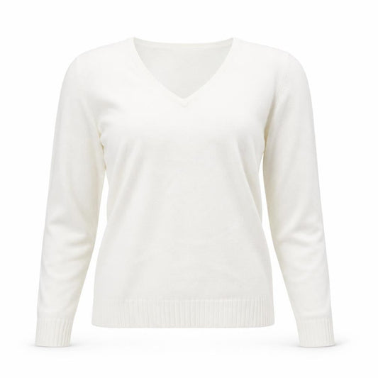 Vila Womens Ivory V-Neck Knit Jumper Size 12 Regular Fit