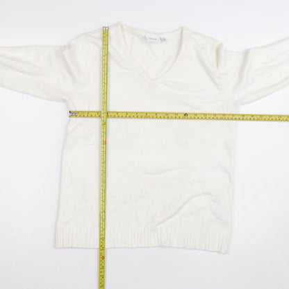 Vila Womens Ivory V-Neck Knit Jumper Size 12 Regular Fit