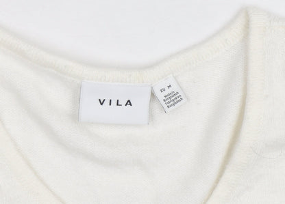 Vila Womens Ivory V-Neck Knit Jumper Size 12 Regular Fit