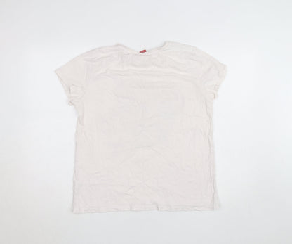 Coca-Cola Women's White Sequin Christmas T-Shirt Size L