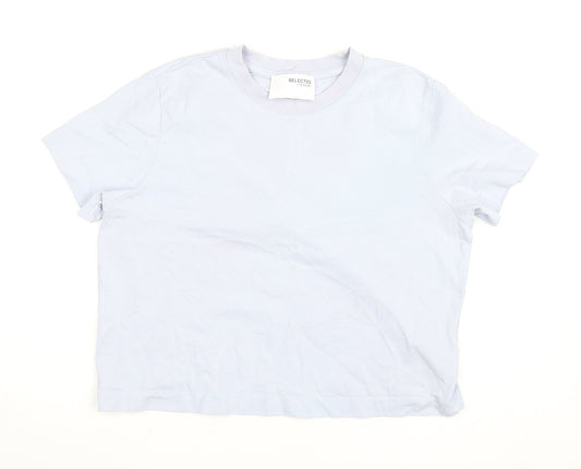 Selected Femme Women’s Blue Cotton Crew Neck Short Sleeve T-Shirt Size M