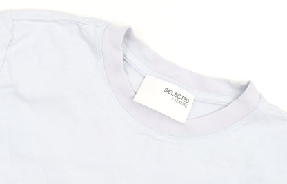 Selected Femme Women’s Blue Cotton Crew Neck Short Sleeve T-Shirt Size M
