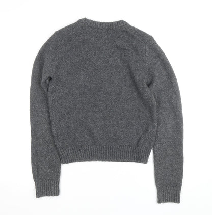 H&M Women's Grey Wool Blend Crew Neck Pullover Jumper XS