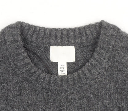 H&M Women's Grey Wool Blend Crew Neck Pullover Jumper XS