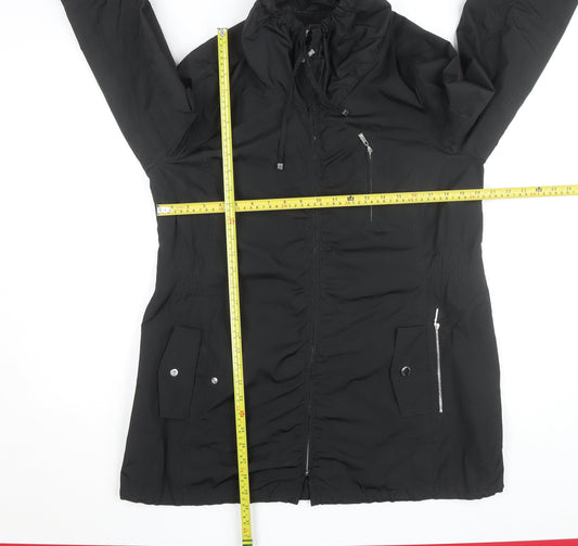 Basler Women Black Long Hooded Parka Coat Size 14