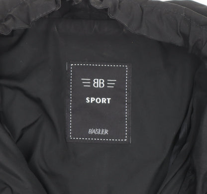 Basler Women Black Long Hooded Parka Coat Size 14