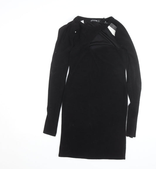 PrettyLittleThing Women's Black Size 6 Long Sleeve Bodycon Cut Out Dress