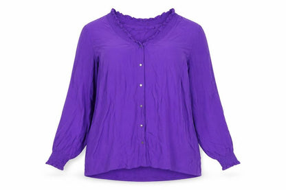Zizzi Women’s Purple Viscose Ruffle Long Sleeve Tunic Blouse Size L