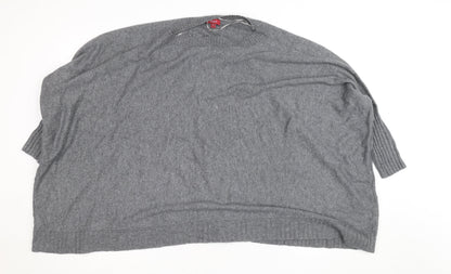 Monsoon Women Grey Knit Crew Neck 3/4 Sleeve Relaxed Jumper S