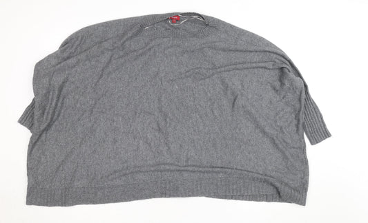 Monsoon Women Grey Knit Crew Neck 3/4 Sleeve Relaxed Jumper S