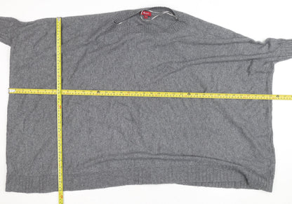 Monsoon Women Grey Knit Crew Neck 3/4 Sleeve Relaxed Jumper S