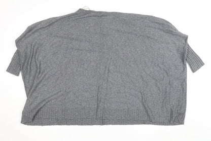 Monsoon Women Grey Knit Crew Neck 3/4 Sleeve Relaxed Jumper S