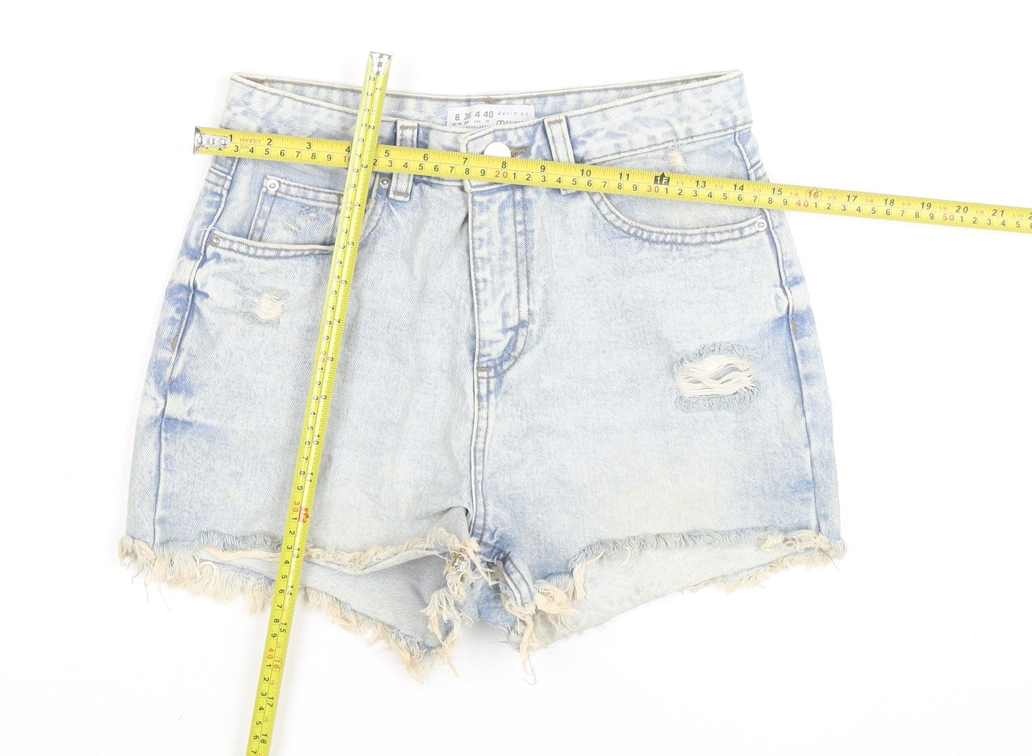 Primark Women’s Blue Acid Wash Denim Cut-Off Shorts Size 8
