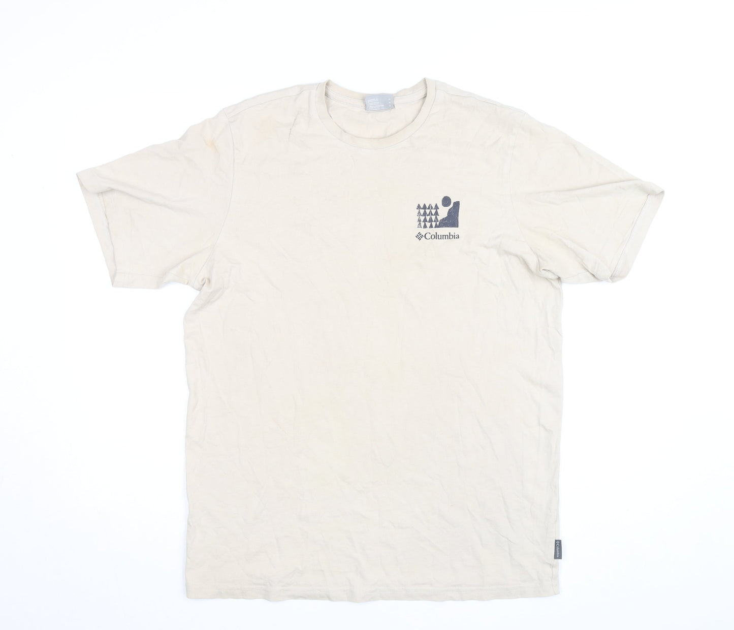 Columbia Men's Beige Graphic Print Outdoor Cotton T-Shirt Size M