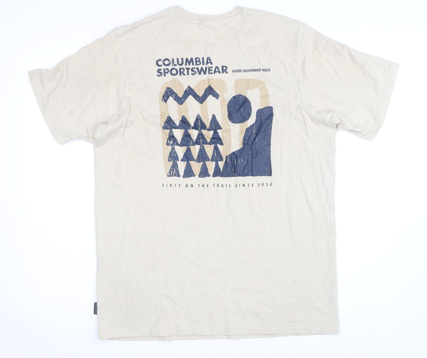 Columbia Men's Beige Graphic Print Outdoor Cotton T-Shirt Size M
