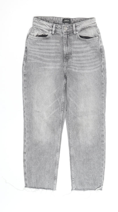 ONLY Women’s Grey High Rise Straight Jeans Size 8 Regular Fit