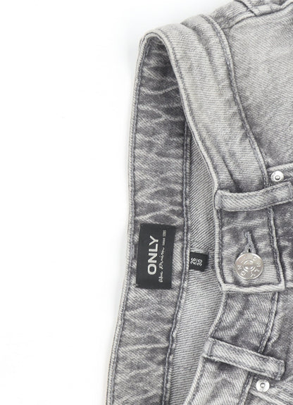 ONLY Women’s Grey High Rise Straight Jeans Size 8 Regular Fit