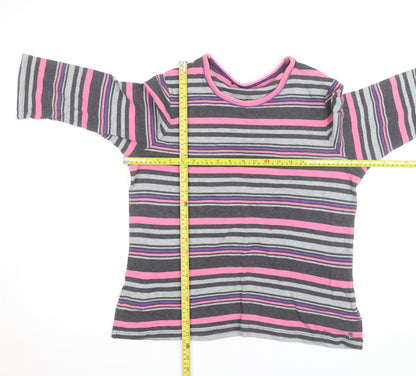Maine Leisurewear Womens Pink Grey Striped Jumper Size 18