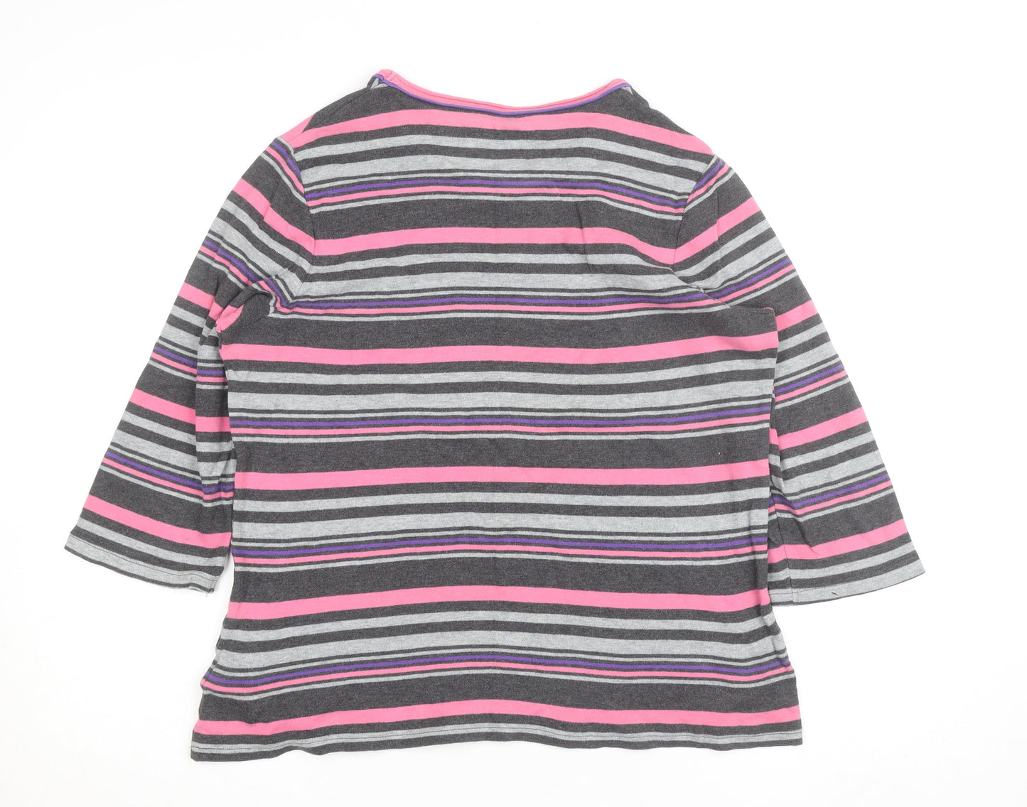 Maine Leisurewear Womens Pink Grey Striped Jumper Size 18