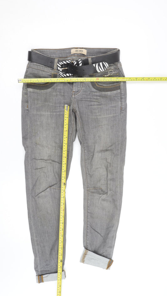 Mos Mosh Women's Grey Boyfriend Jeans with Belt Size M