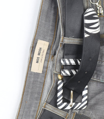 Mos Mosh Women's Grey Boyfriend Jeans with Belt Size M