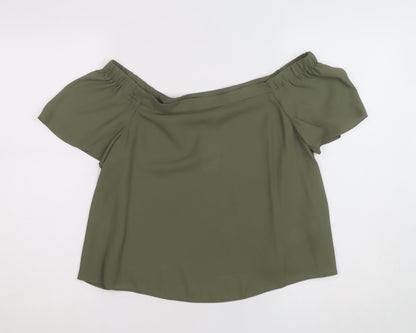 New Look Women's Green Off Shoulder Chiffon Blouse Size 10