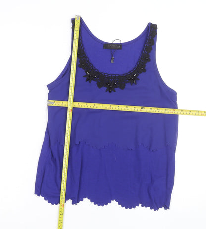 Savida Women’s Blue Beaded Scoop Neck Camisole Tank Top Size 12