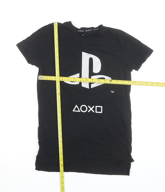 PlayStation Men's Black Cotton Graphic Gaming T-Shirt Size S