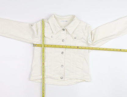 Name It Girls Ivory Denim Button Jacket 12 Years Twill Cotton Blend