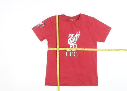 Liverpool FC Boys Red Short Sleeve T-Shirt 11-12 Years Crew Neck Sports Tee