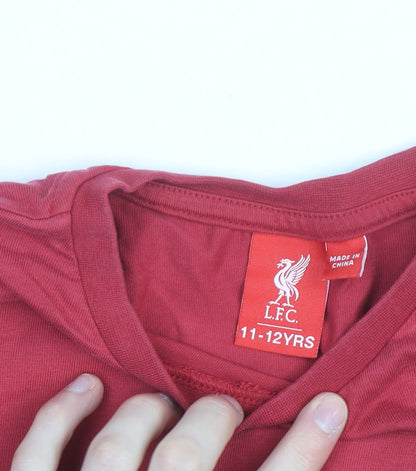 Liverpool FC Boys Red Short Sleeve T-Shirt 11-12 Years Crew Neck Sports Tee