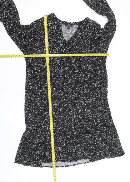 C&A Women Black Polka Dot V-Neck A-Line Dress Size 20